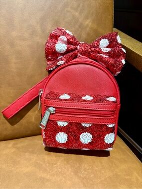 Loungefly Disney Parks Minnie Mouse Polka Dot Sequin Wristlet